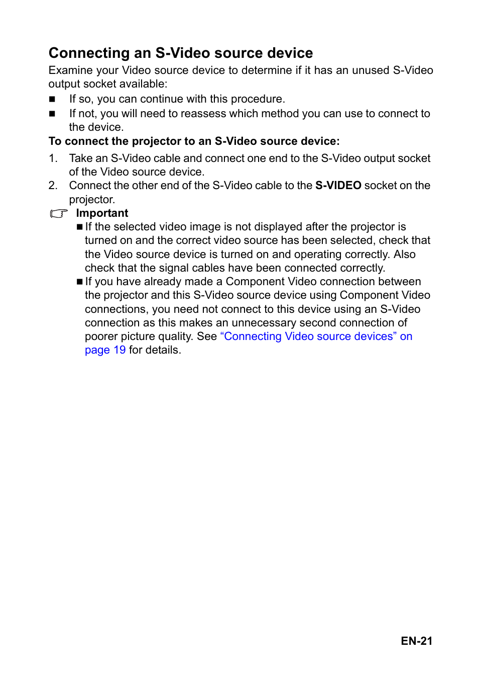 Connecting an, S-video source, Device” on | Connecting an s-video source device | Optoma FX5200 User Manual | Page 21 / 59