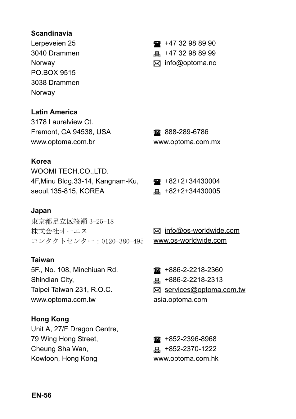 Optoma FX5200 User Manual | Page 56 / 59