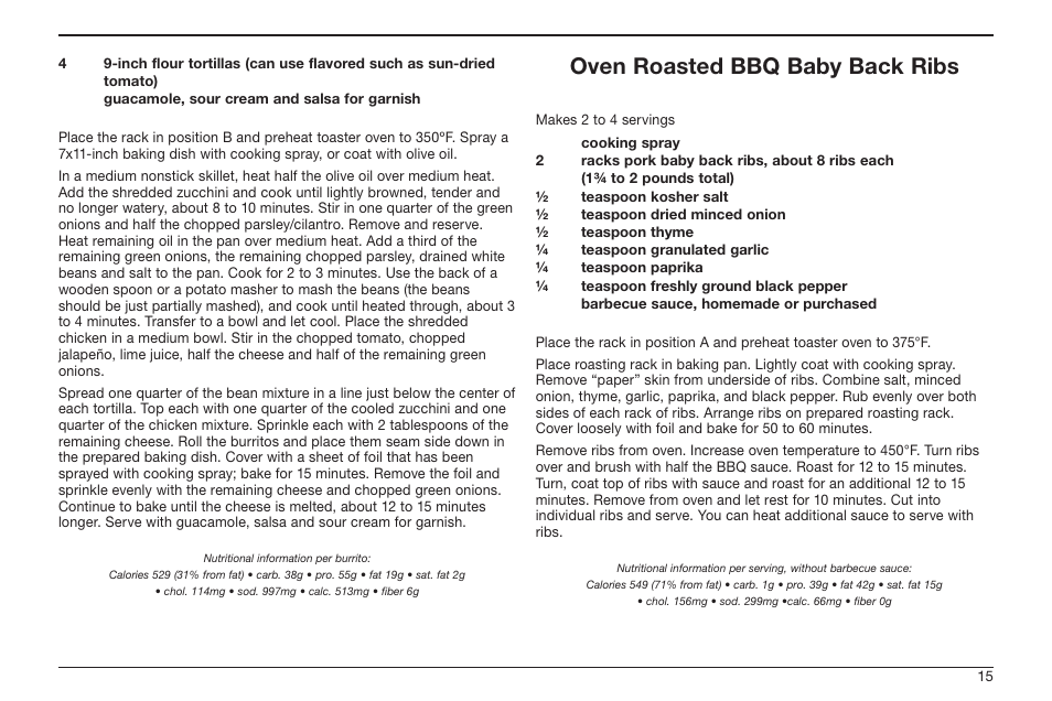 Oven roasted bbq baby back ribs | Cuisinart TOB-50BC User Manual | Page 15 / 25