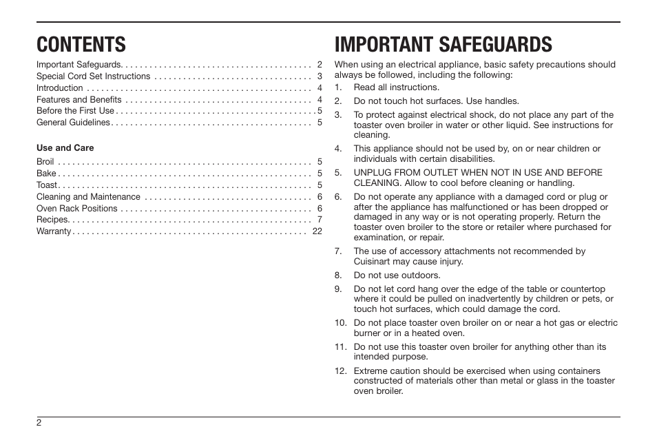 Cuisinart TOB-50BC User Manual | Page 2 / 25