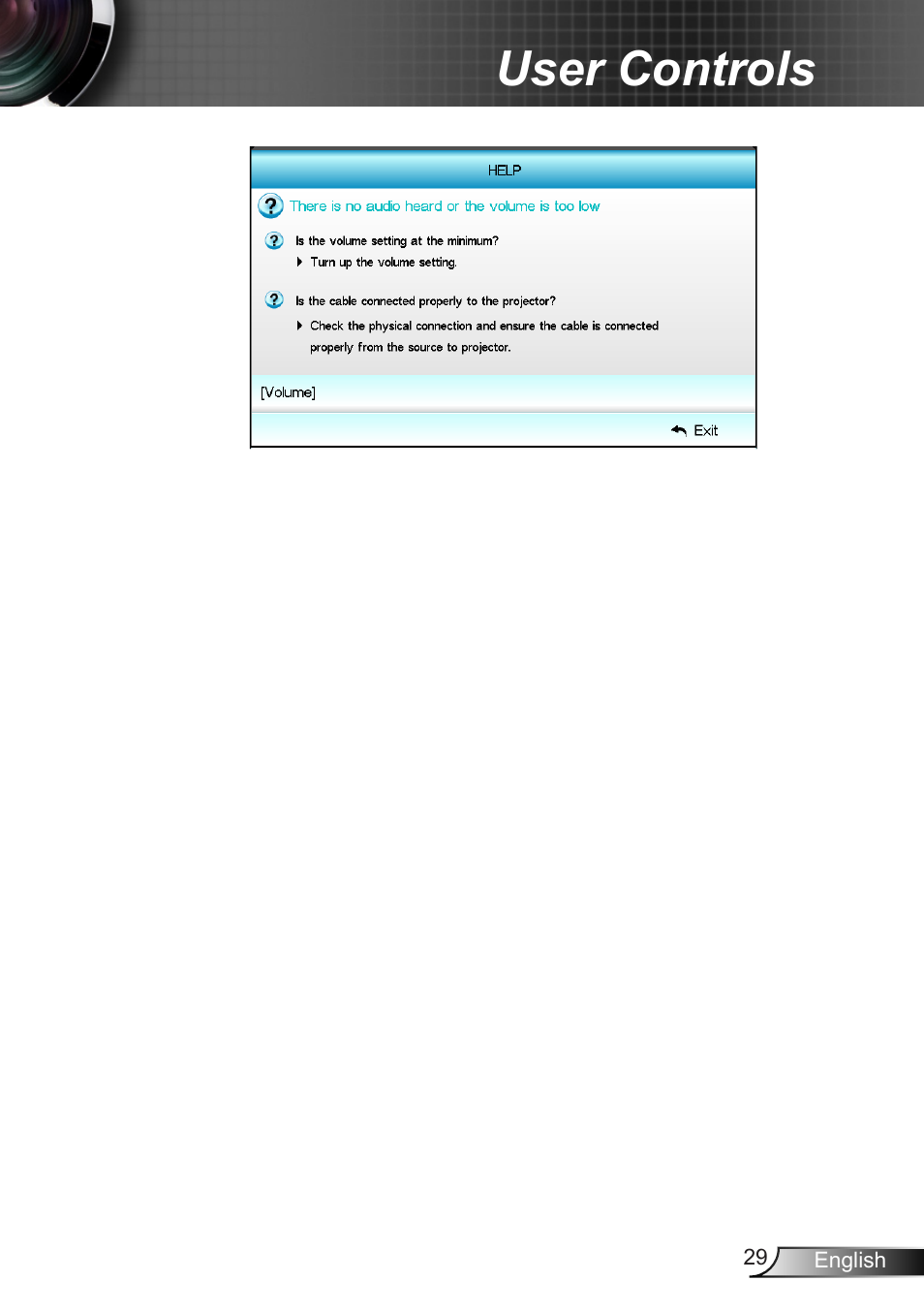 User controls | Optoma X402 User Manual | Page 29 / 79