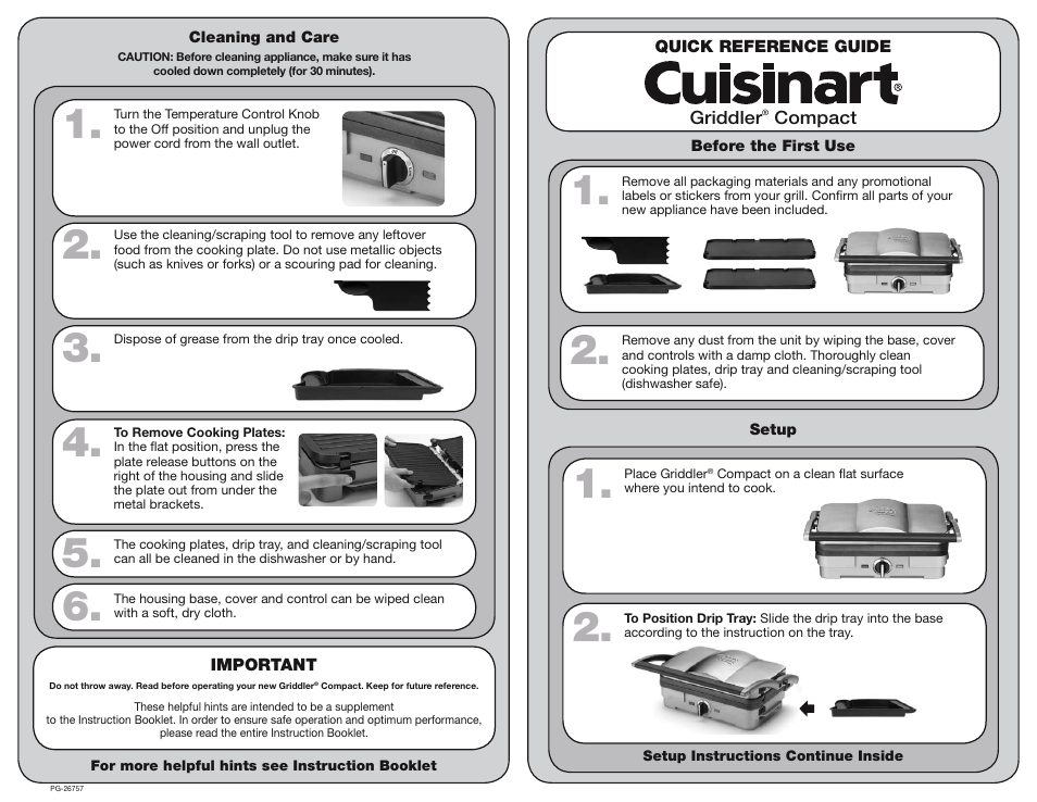 Cuisinart PG-26757 User Manual | 2 pages