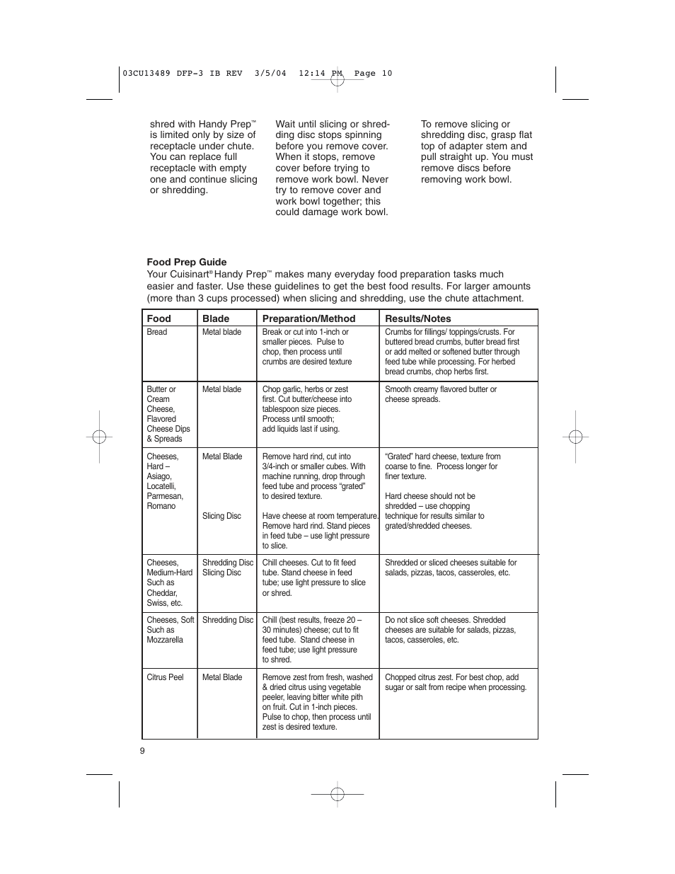 Cuisinart HANDY PREP DFP-3 User Manual | Page 10 / 32