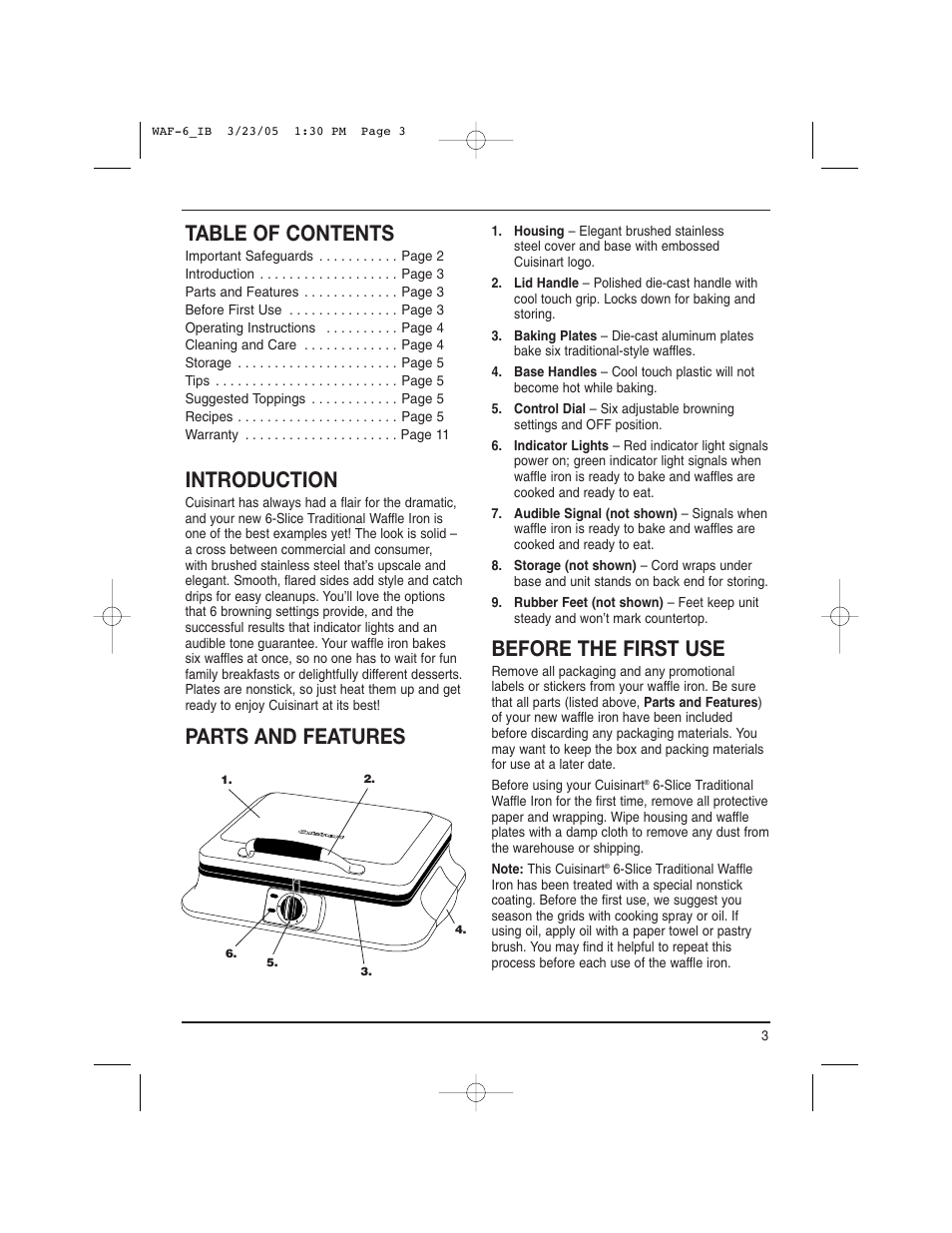 Cuisinart WAF-6C User Manual | Page 3 / 12