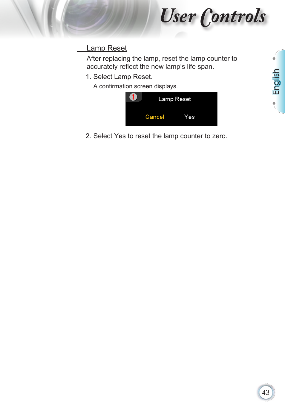 User controls | Optoma HD50 User Manual | Page 43 / 85