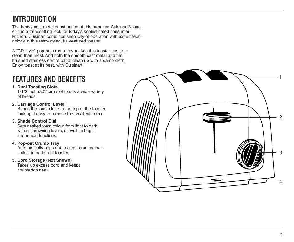 Introduction, Features and benefits | Cuisinart CMT-200PC User Manual | Page 3 / 8