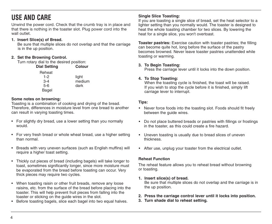 Use and care | Cuisinart CMT-200PC User Manual | Page 4 / 8