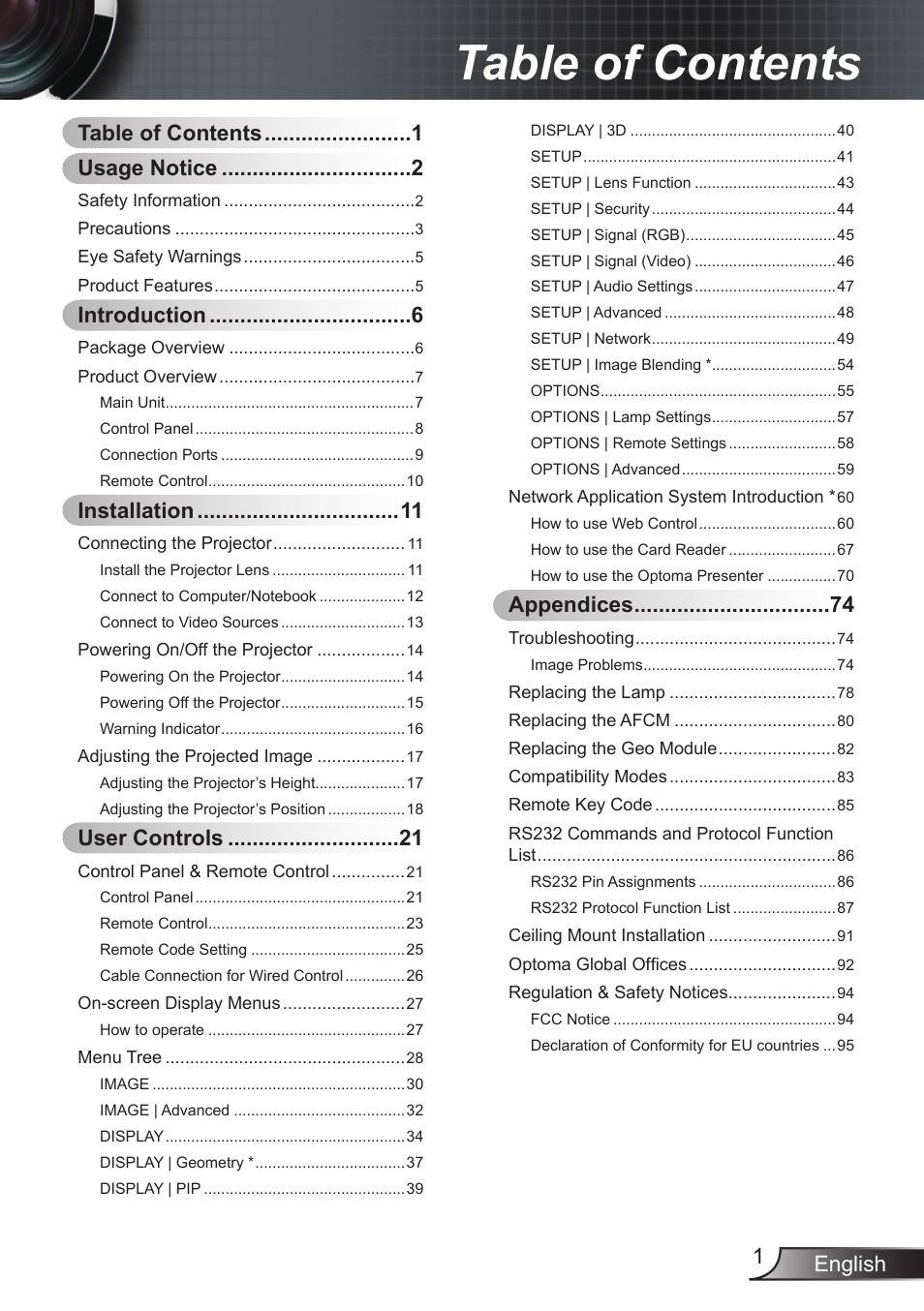 Optoma EX855 User Manual | 95 pages