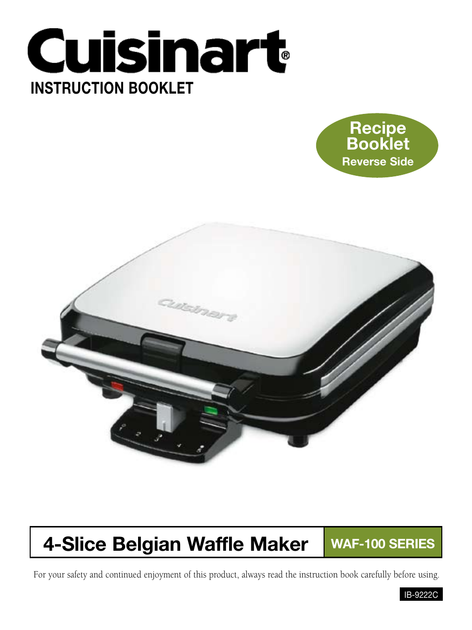 Cuisinart 4-Slice Belgian Waffle Maker WAF-100 User Manual | 6 pages