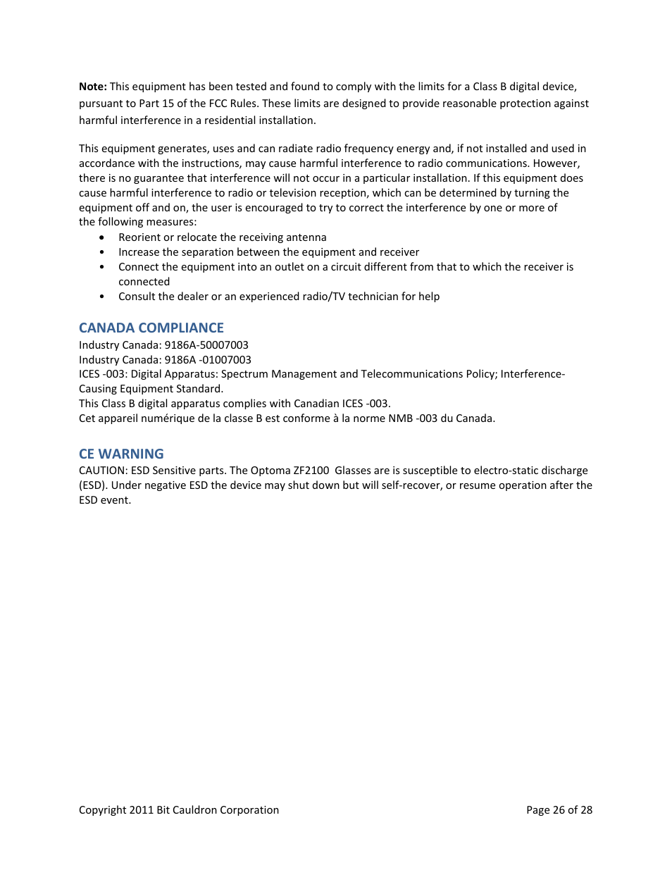 Optoma ZF2100 System User Manual | Page 26 / 28