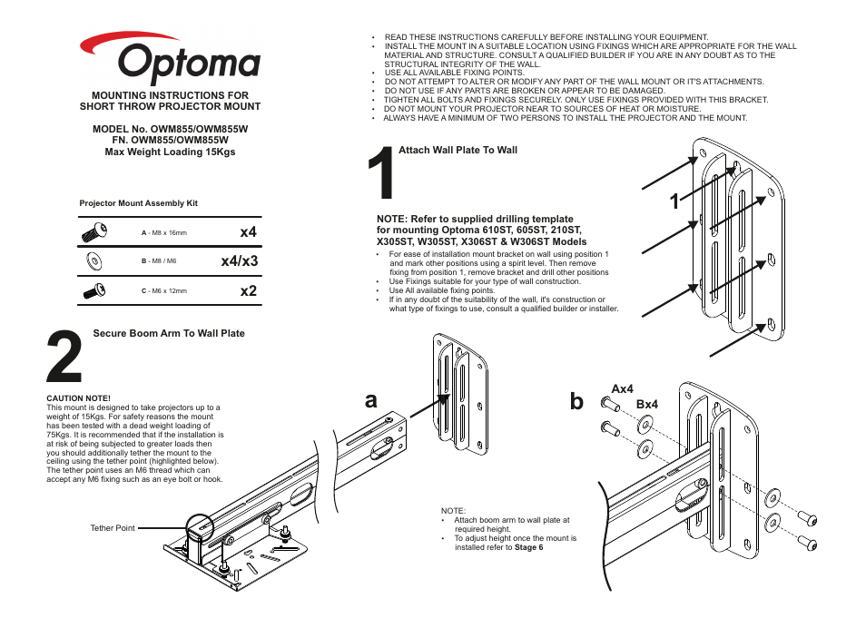 Optoma OWM855W User Manual | 5 pages