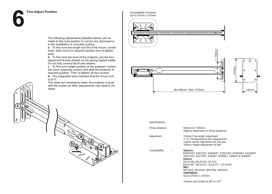 Ac d b | Optoma OWM855W User Manual | Page 4 / 5