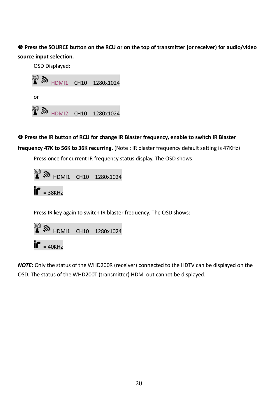 Optoma WHD200 User Manual | Page 20 / 28