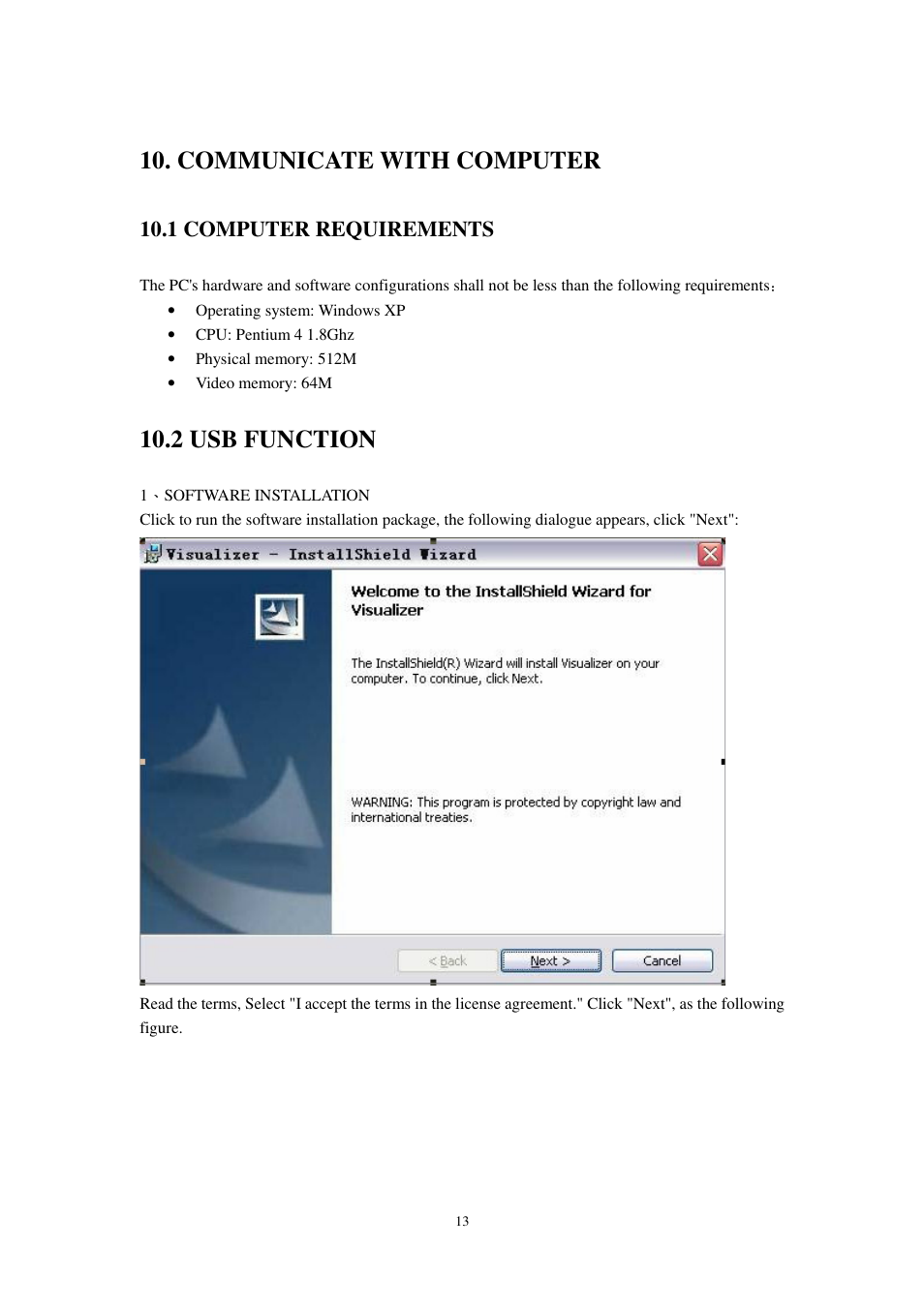 Communicate with computer, 2 usb function, 1 computer requirements | Optoma DC300i User Manual | Page 13 / 28