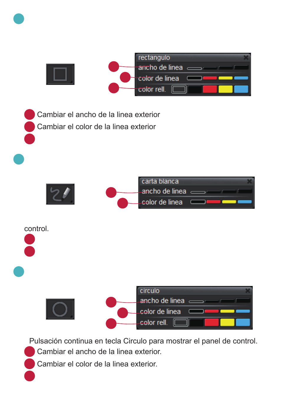 Seleccione circulo para dibujar de forma circular | Optoma DC350 User Manual | Page 54 / 60