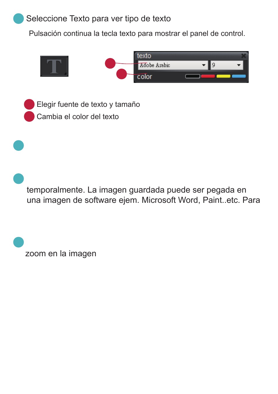 Seleccione texto para ver tipo de texto, Borrar todo-borrar todo ningun efecto | Optoma DC350 User Manual | Page 56 / 60