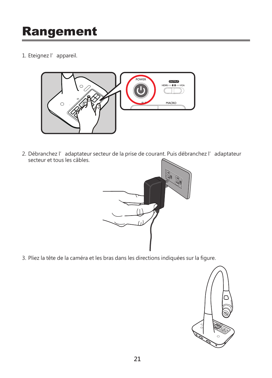 Rangement | Optoma DC450 User Manual | Page 101 / 104