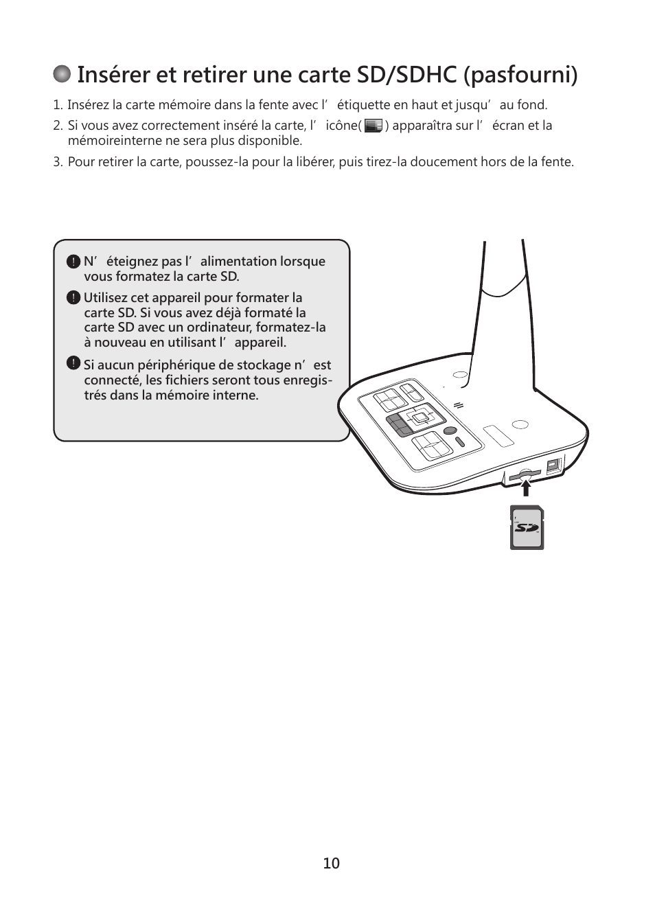 Insérer et retirer une carte sd/sdhc (pasfourni) | Optoma DC450 User Manual | Page 90 / 104