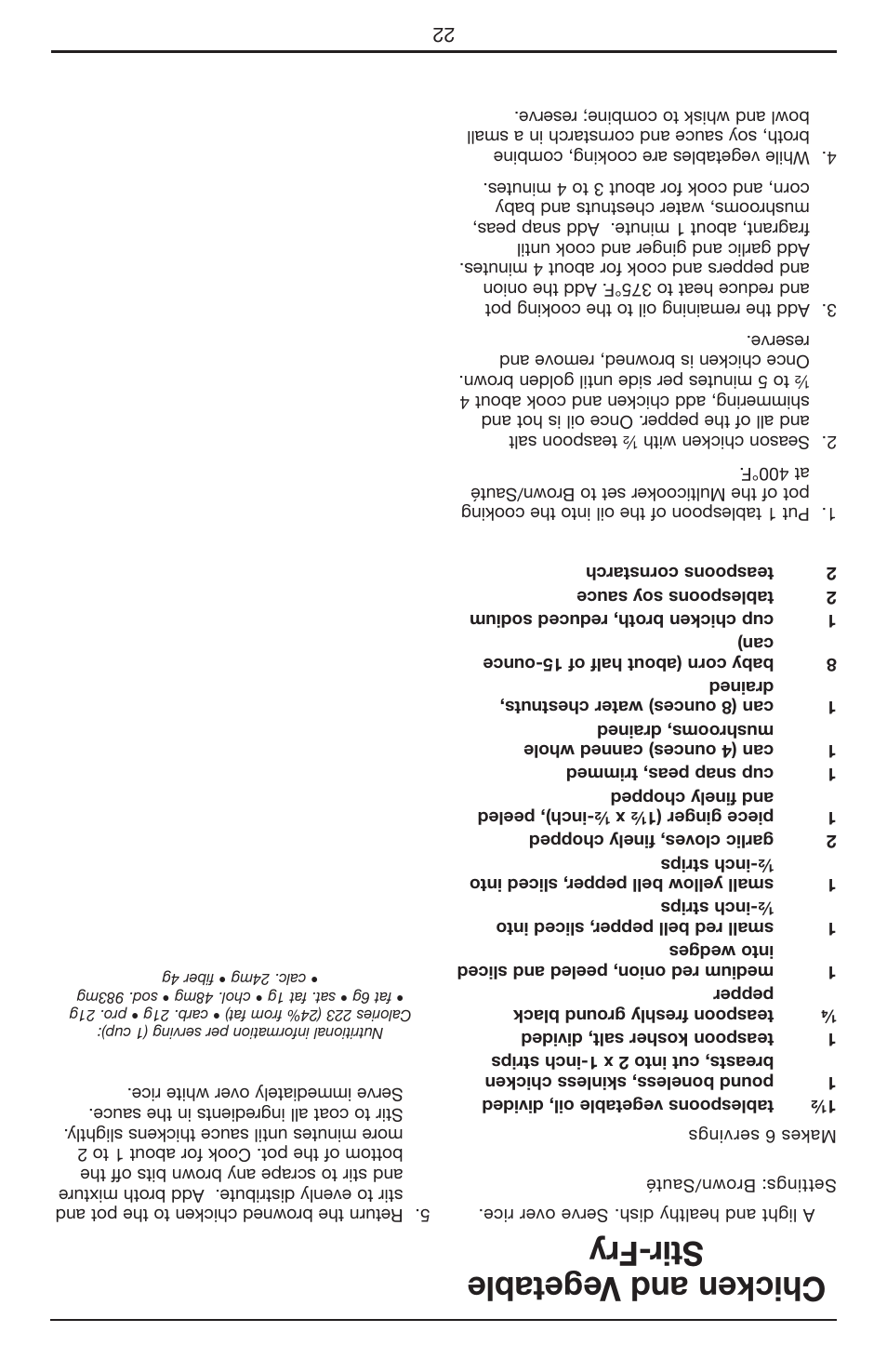 Chicken and vegetable stir-fry | Cuisinart Cook Central 3-in-1 Multicooker MSC-600 User Manual | Page 22 / 45