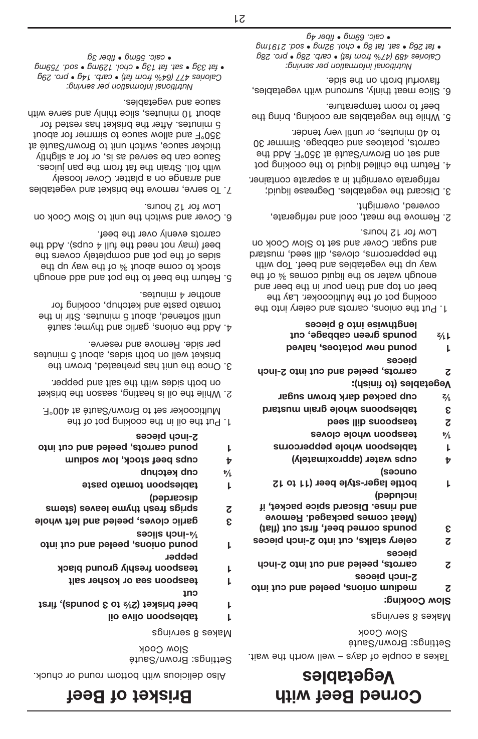Corned beef with vegetables, Brisket of beef | Cuisinart Cook Central 3-in-1 Multicooker MSC-600 User Manual | Page 23 / 45