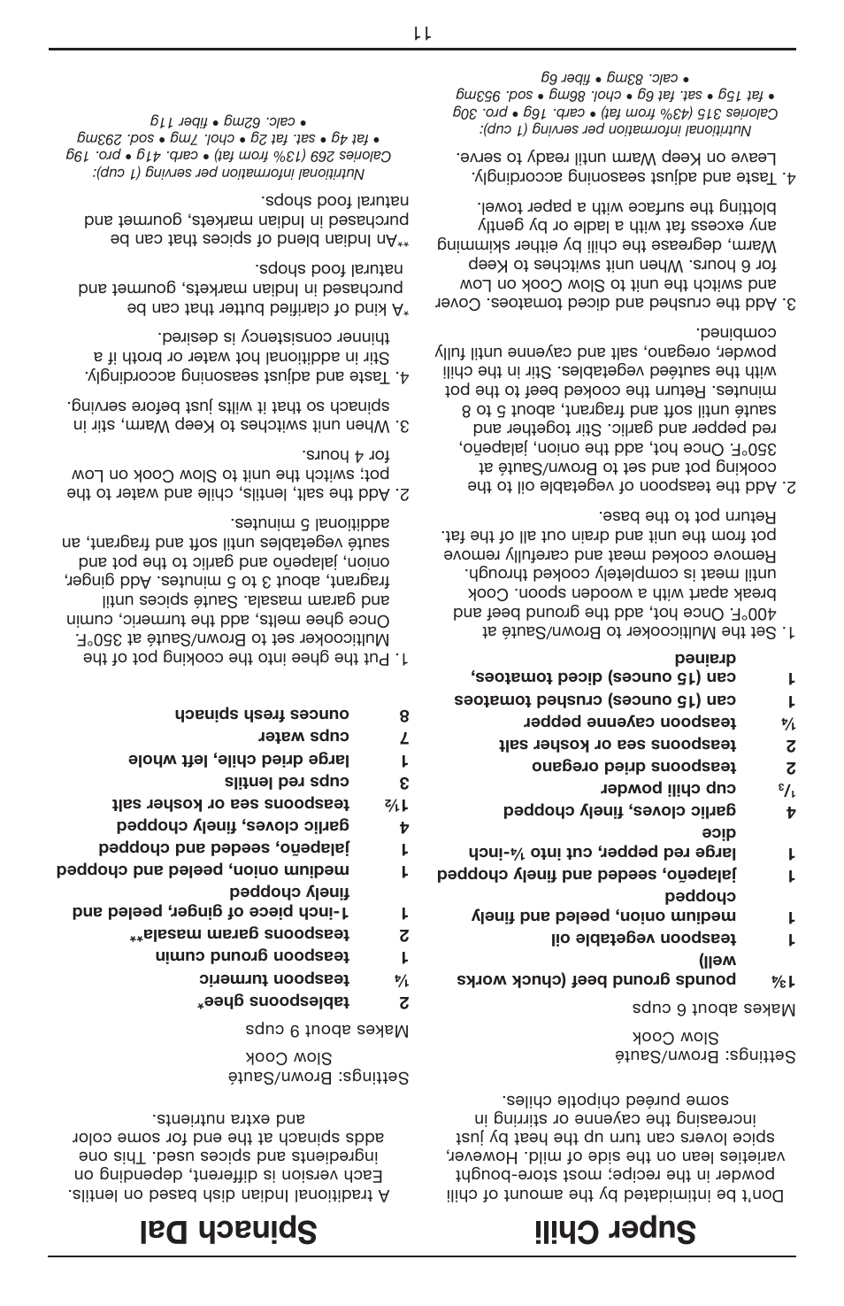 Super chili, Spinach dal | Cuisinart Cook Central 3-in-1 Multicooker MSC-600 User Manual | Page 33 / 45