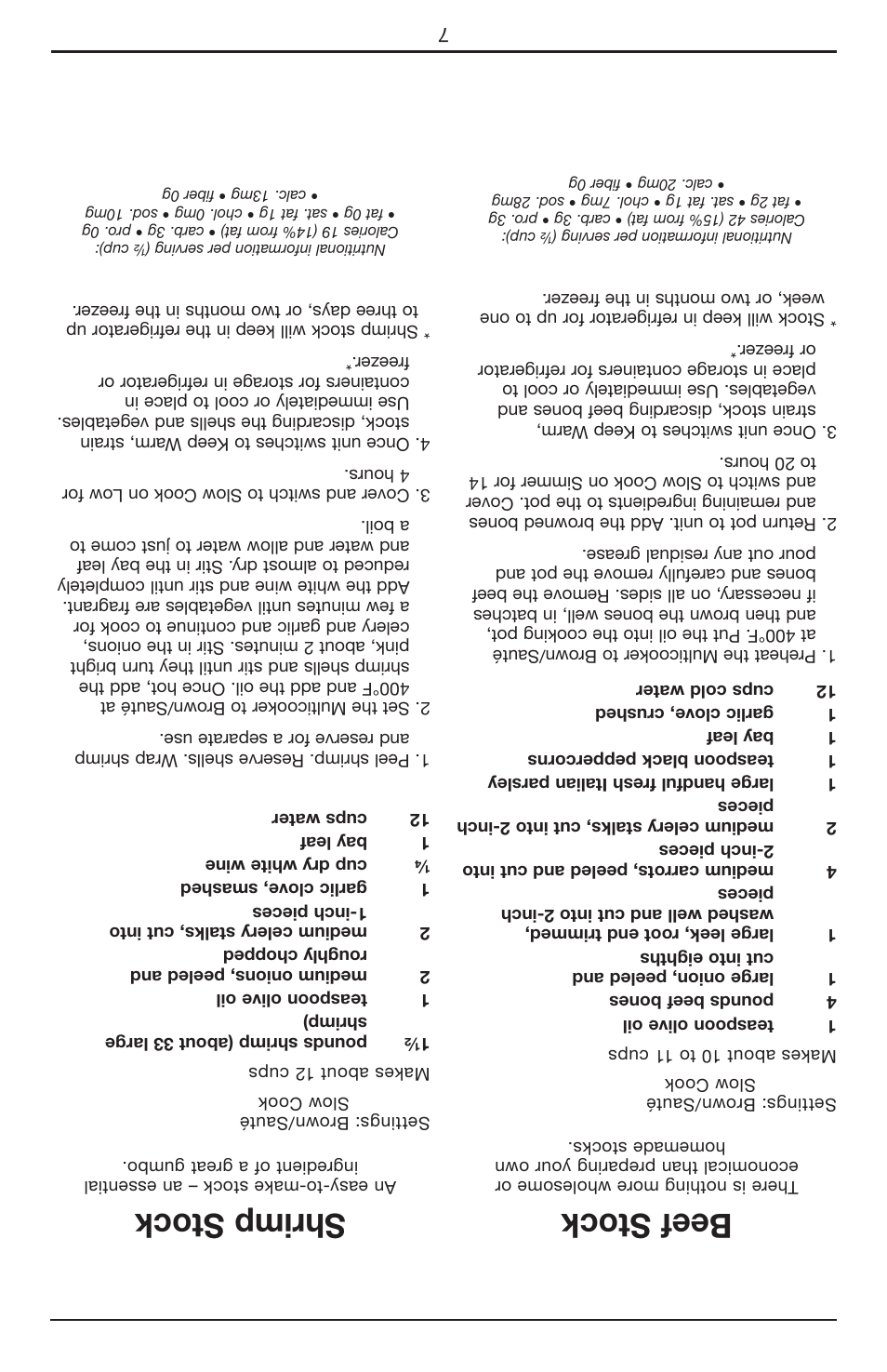 Beef stock, Shrimp stock | Cuisinart Cook Central 3-in-1 Multicooker MSC-600 User Manual | Page 37 / 45