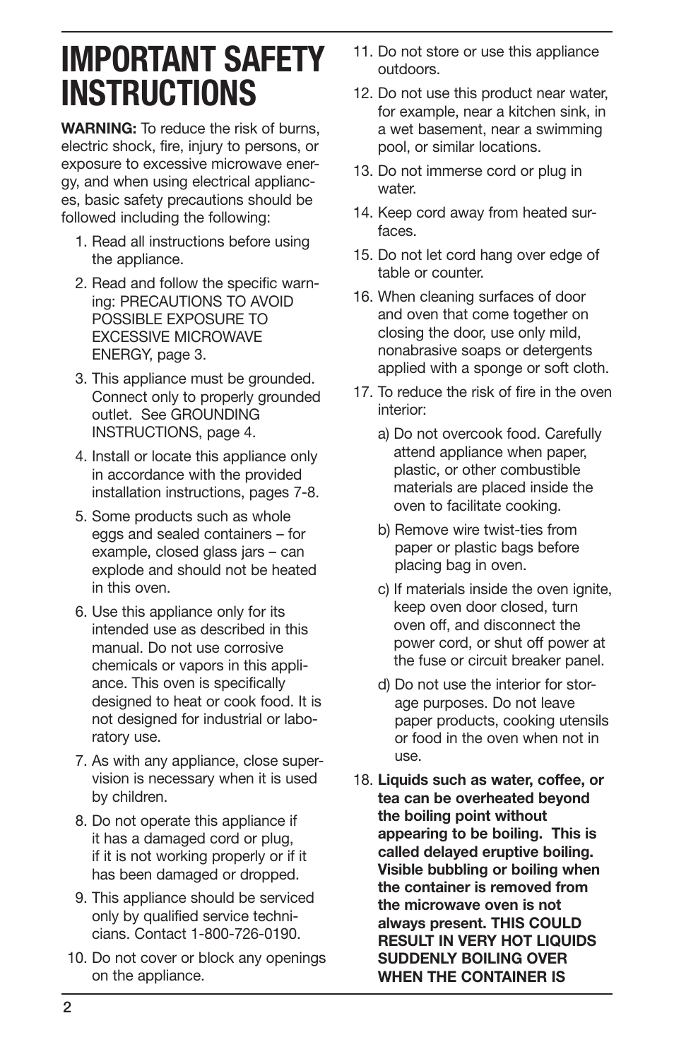 Important safety instructions | Cuisinart CMW-55 Series User Manual | Page 2 / 41