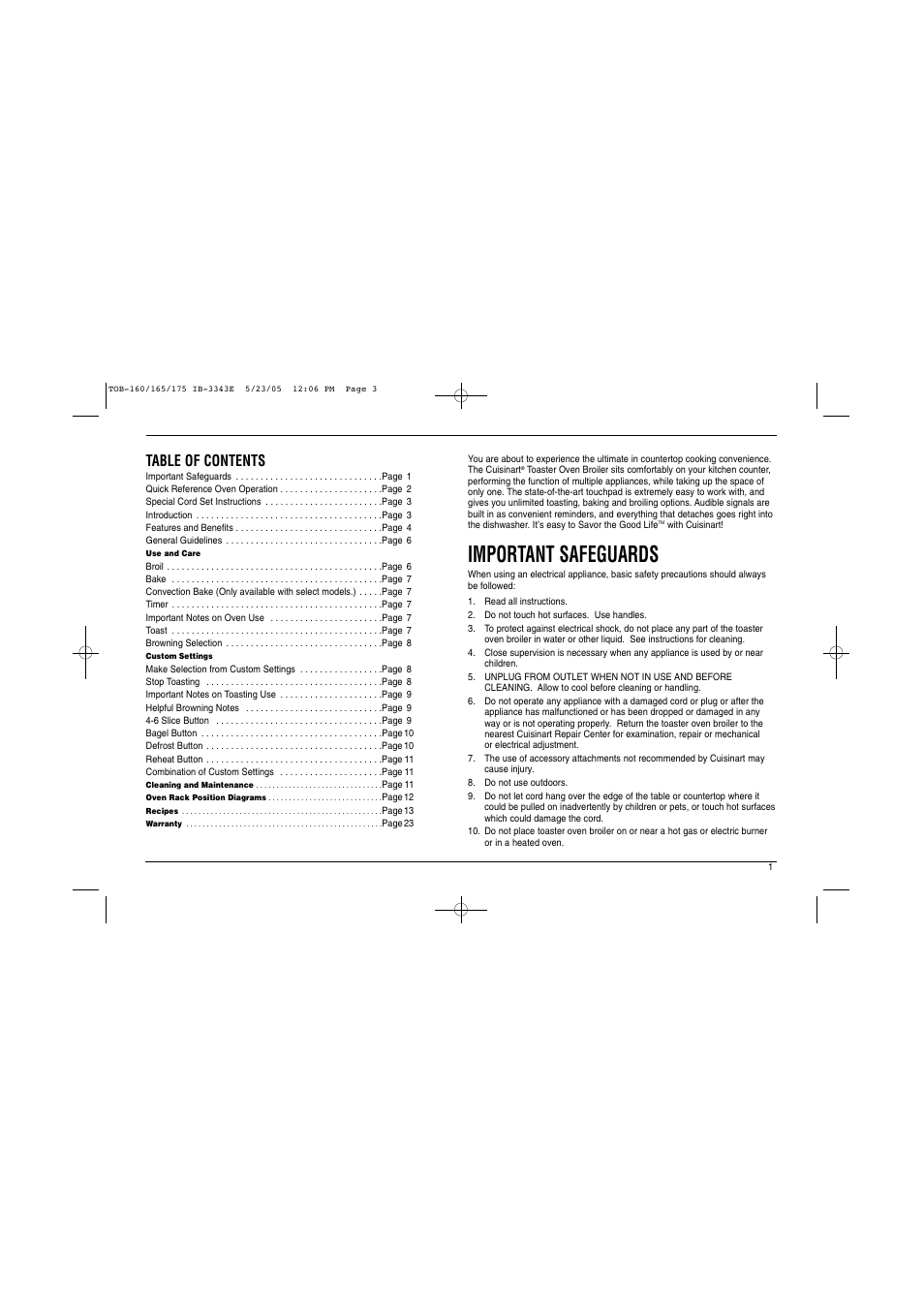 Cuisinart TOB Series User Manual | Page 2 / 27