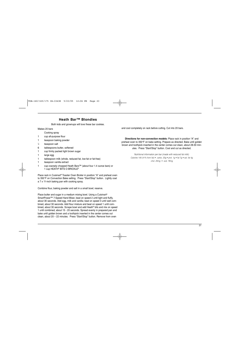 Heath bar™ blondies | Cuisinart TOB Series User Manual | Page 22 / 27