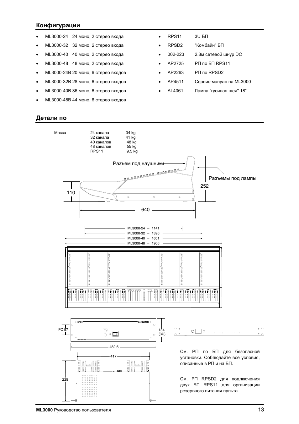Allen&Heath ML3000 User Manual | Page 13 / 48