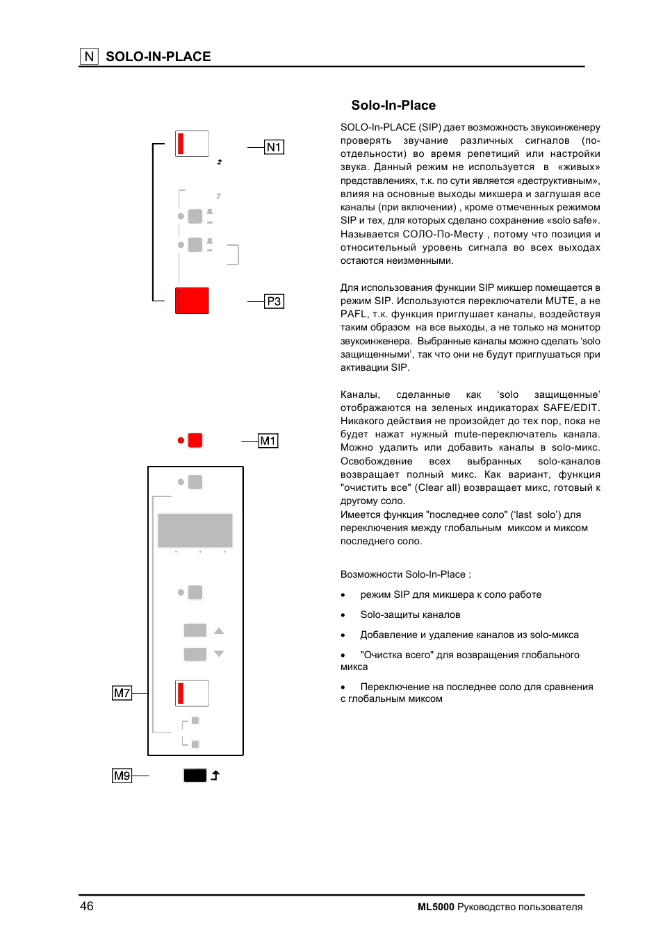 N solo-in-place, Solo-in-place | Allen&Heath ML5000 User Manual | Page 46 / 60