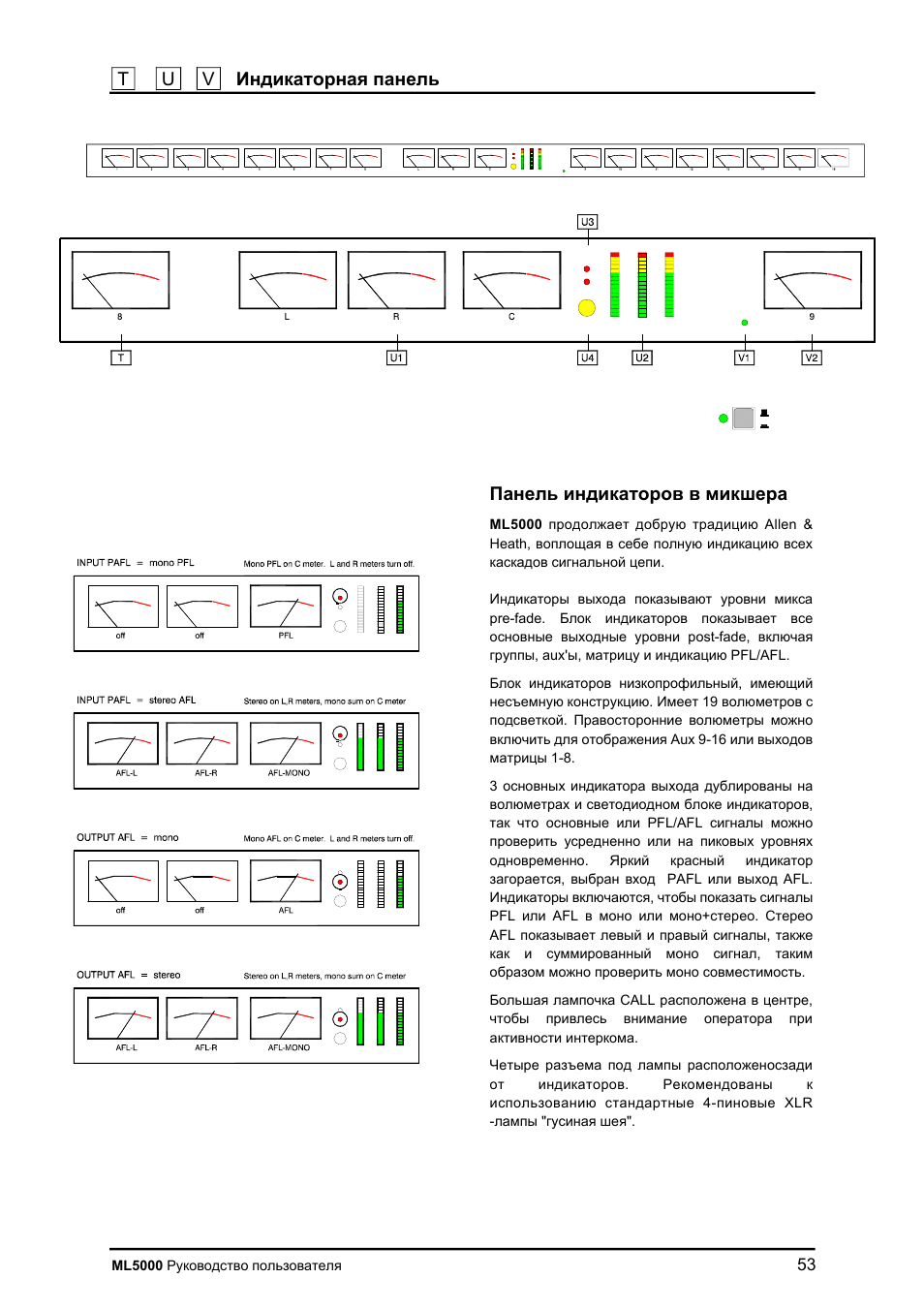 T u v, Ml5000, 21 afl call | 9pafl, Matrix | Allen&Heath ML5000 User Manual | Page 53 / 60