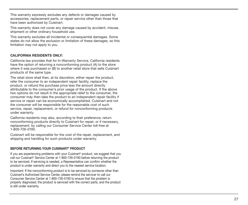 Cuisinart PowerEdge CBT-1000 Series User Manual | Page 27 / 29