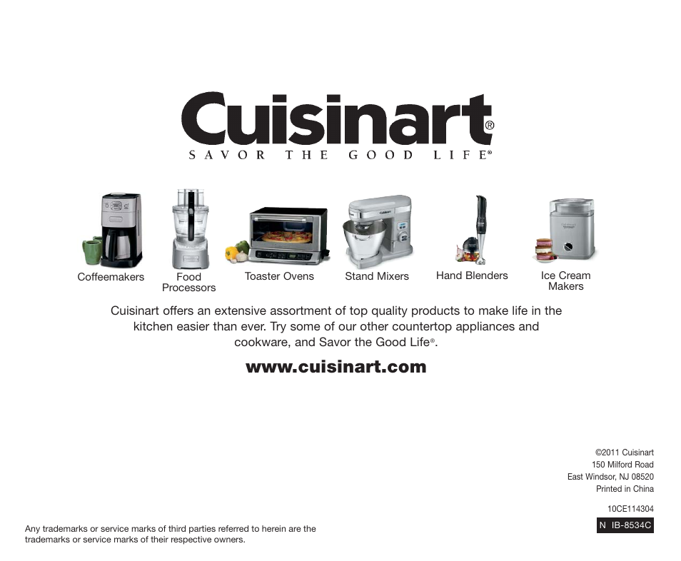 Cuisinart PowerEdge CBT-1000 Series User Manual | Page 28 / 29