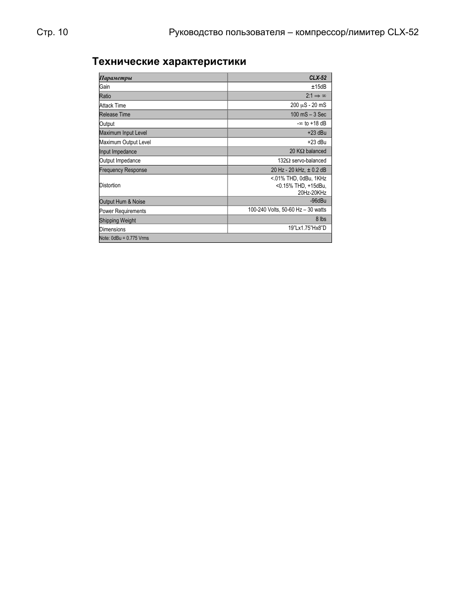 10 – / clx-52 | Ashly Audio CLX-52 User Manual | Page 10 / 12