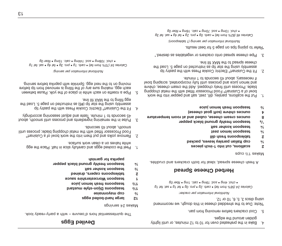 Herbed cheese spread, Deviled eggs | Cuisinart CCP-10 User Manual | Page 8 / 21