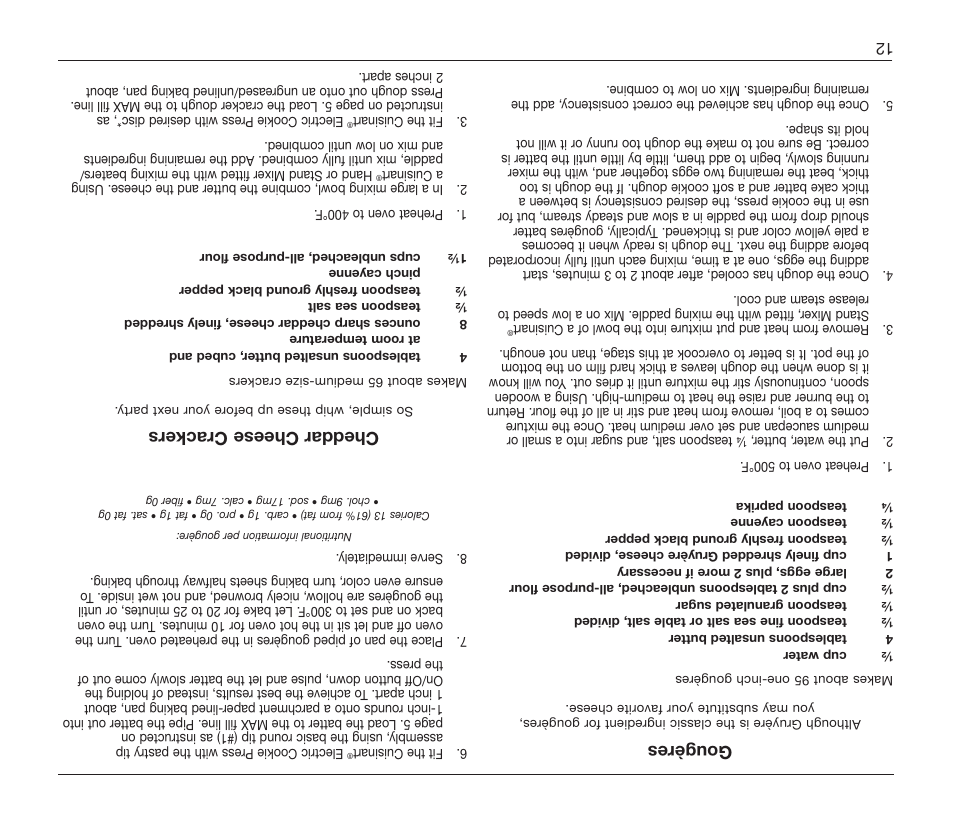 Gougères, Cheddar cheese crackers | Cuisinart CCP-10 User Manual | Page 9 / 21