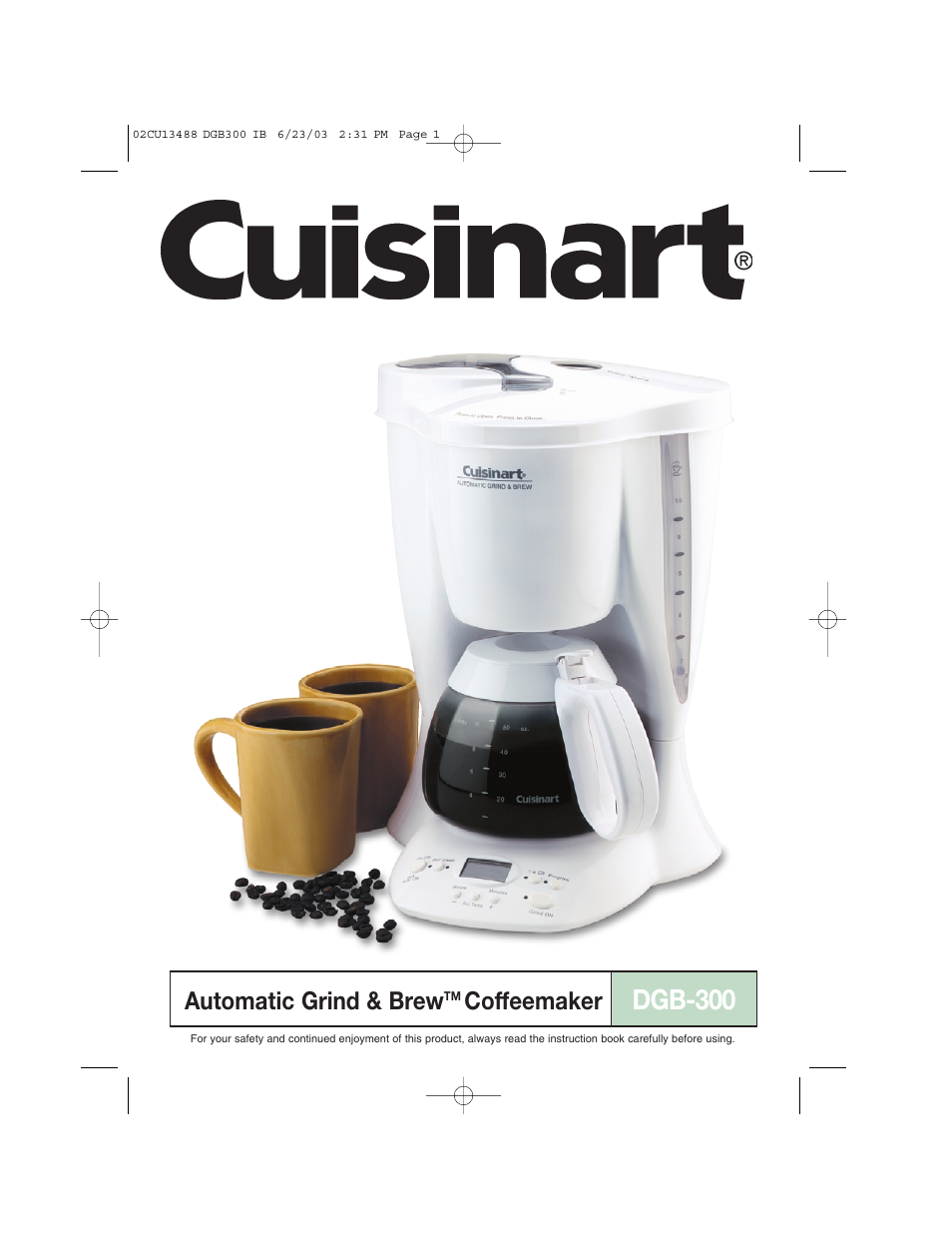 Cuisinart DGB-300 User Manual | 16 pages