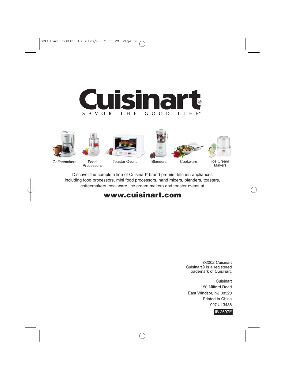 Cuisinart DGB-300 User Manual | Page 16 / 16