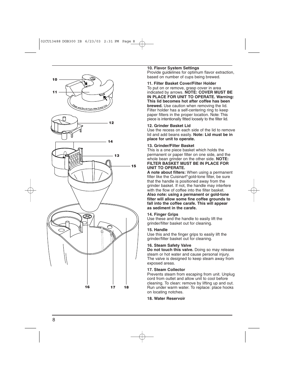 Cuisinart DGB-300 User Manual | Page 8 / 16