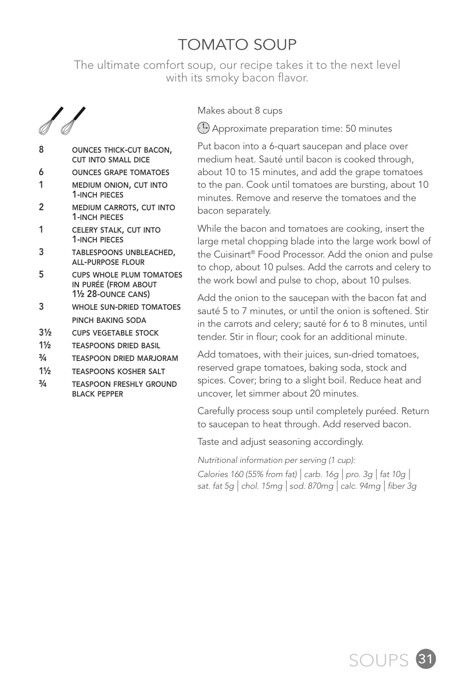 Soups, Tomato soup | Cuisinart FP-12DC User Manual | Page 31 / 68