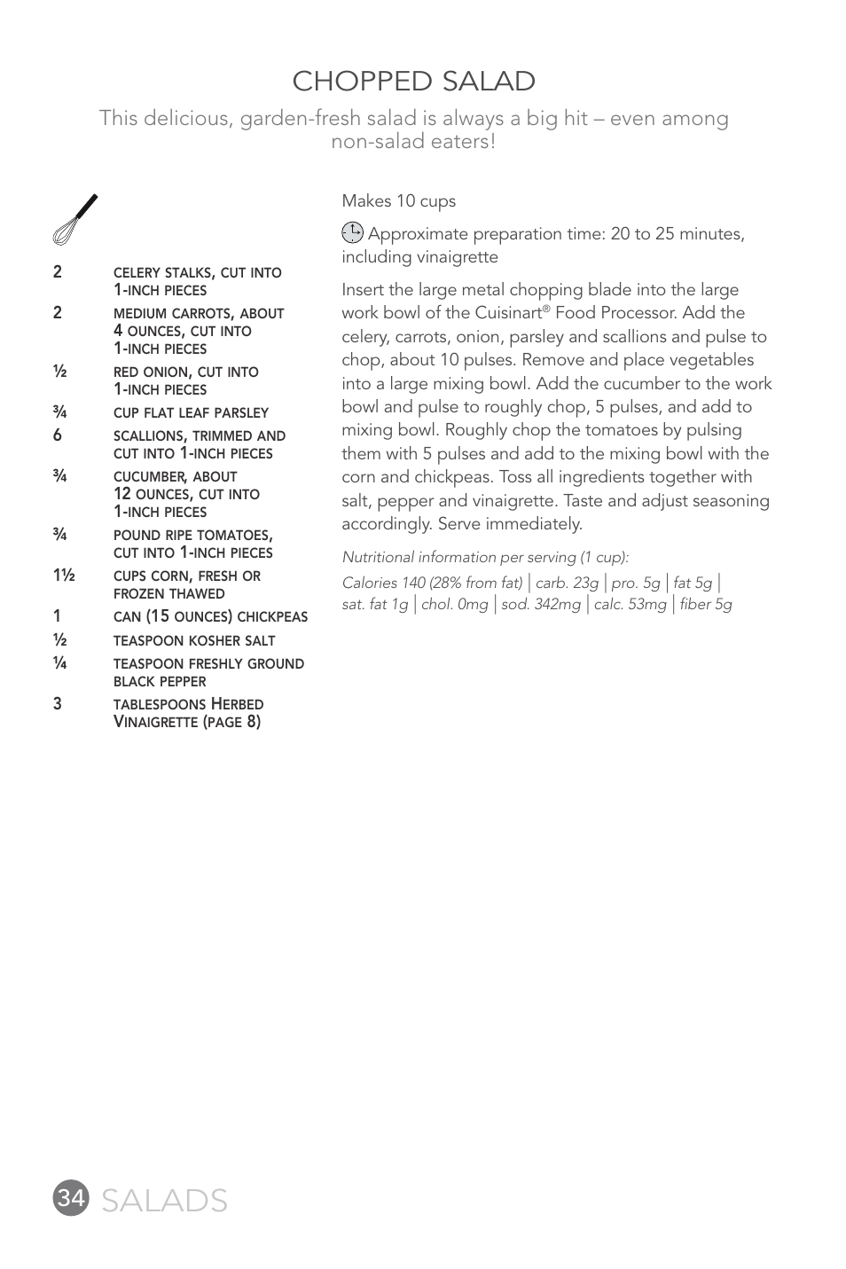 Salads, Chopped salad | Cuisinart FP-12DC User Manual | Page 34 / 68