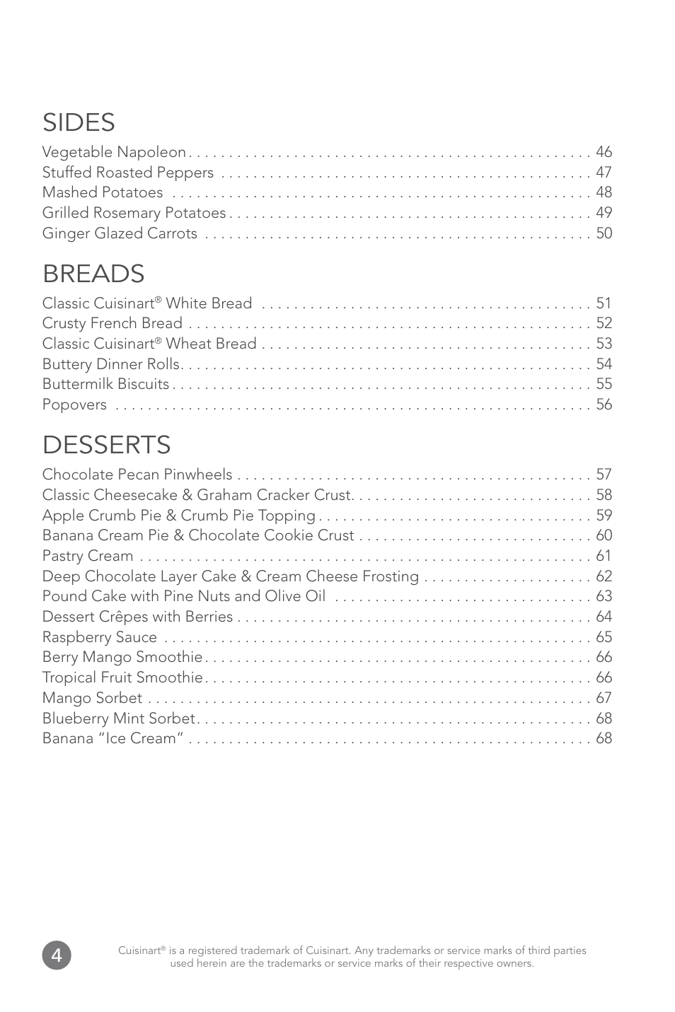 Sides, Breads, Desserts | Cuisinart FP-12DC User Manual | Page 4 / 68