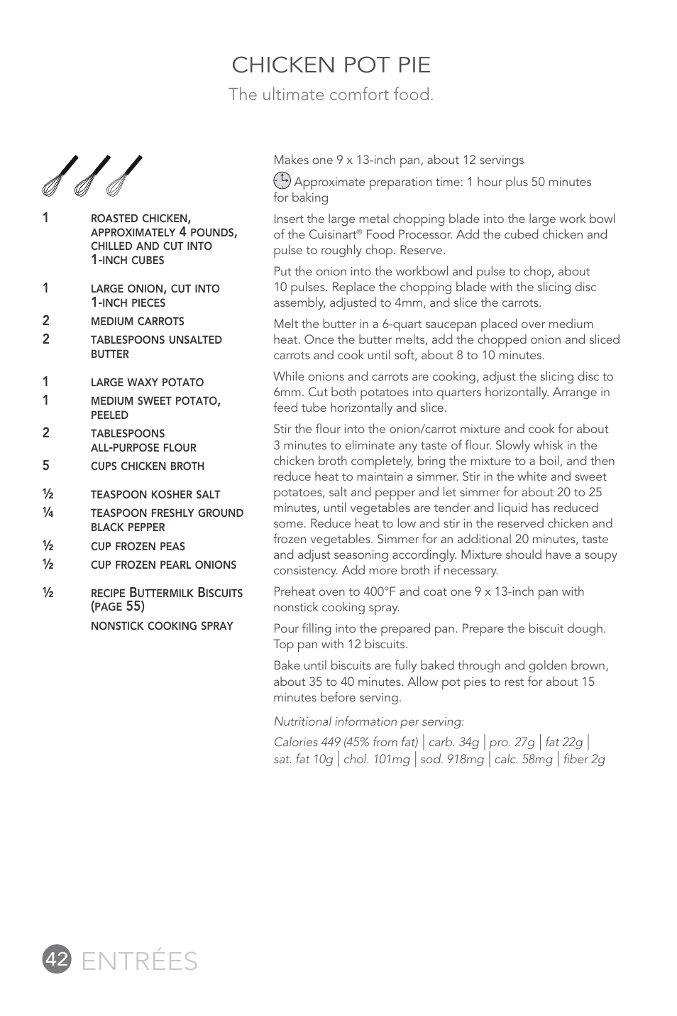 Entrées, Chicken pot pie, The ultimate comfort food | Cuisinart FP-12DC User Manual | Page 42 / 68