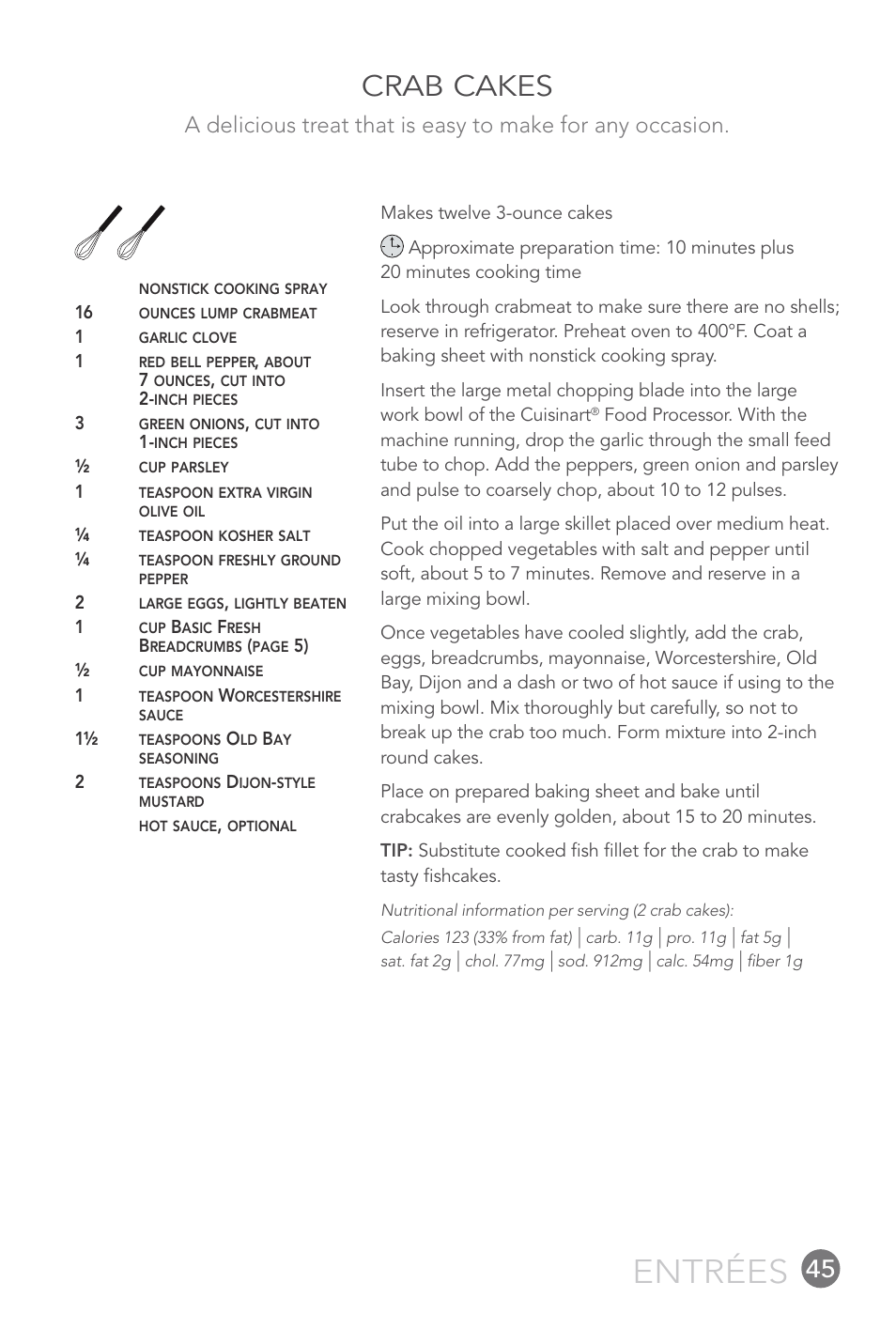 Entrées, Crab cakes | Cuisinart FP-12DC User Manual | Page 45 / 68