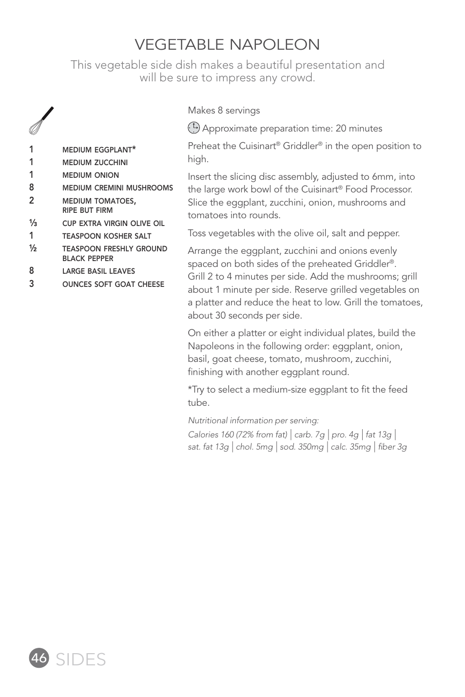 Sides, Vegetable napoleon | Cuisinart FP-12DC User Manual | Page 46 / 68