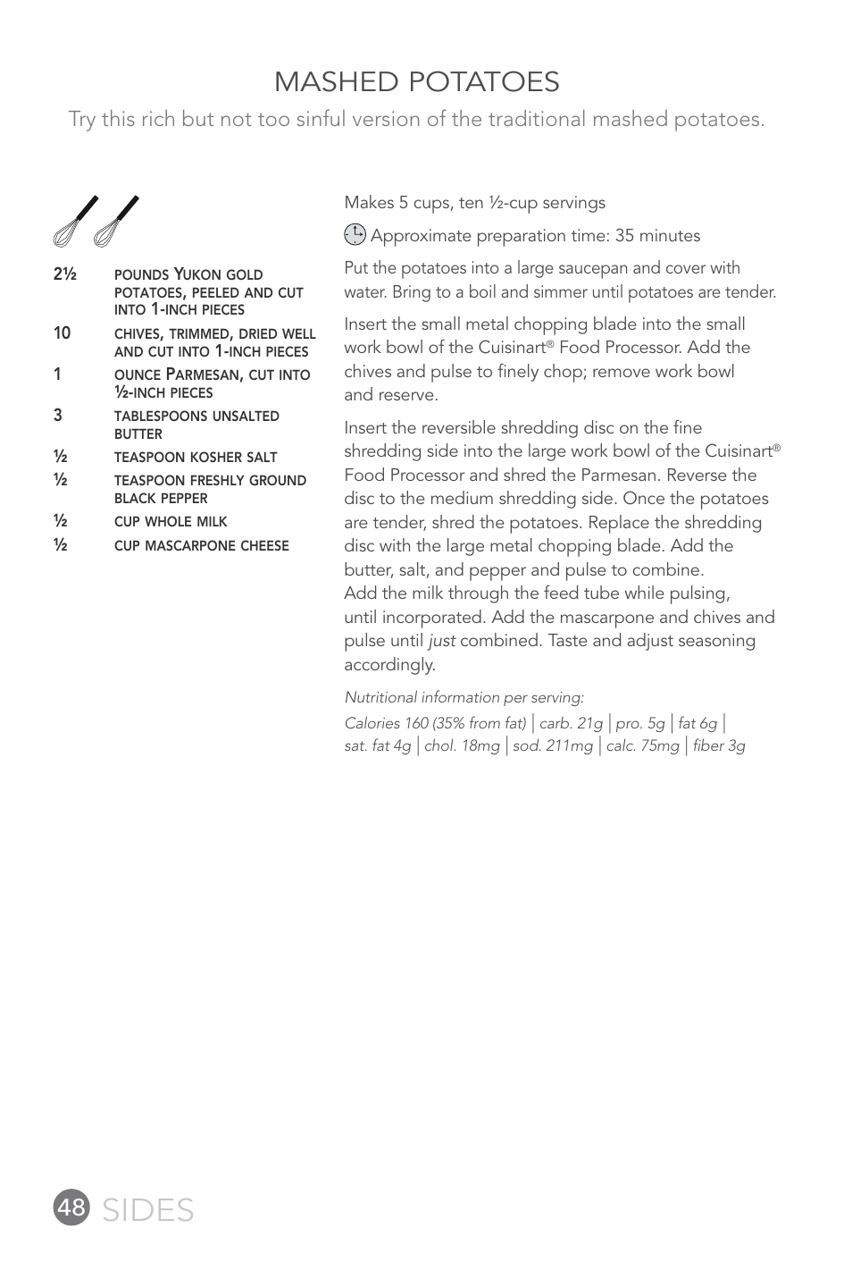 Sides, Mashed potatoes | Cuisinart FP-12DC User Manual | Page 48 / 68