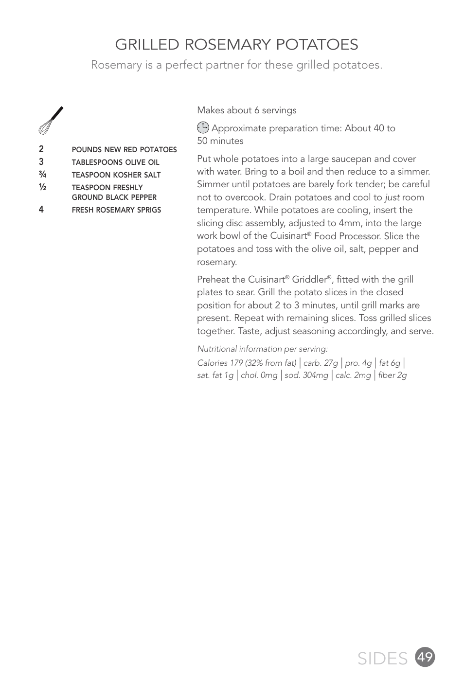Sides, Grilled rosemary potatoes | Cuisinart FP-12DC User Manual | Page 49 / 68