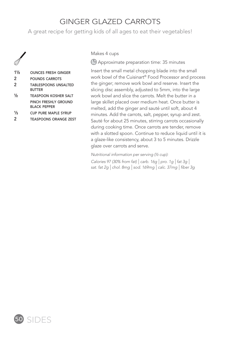 Sides, Ginger glazed carrots | Cuisinart FP-12DC User Manual | Page 50 / 68