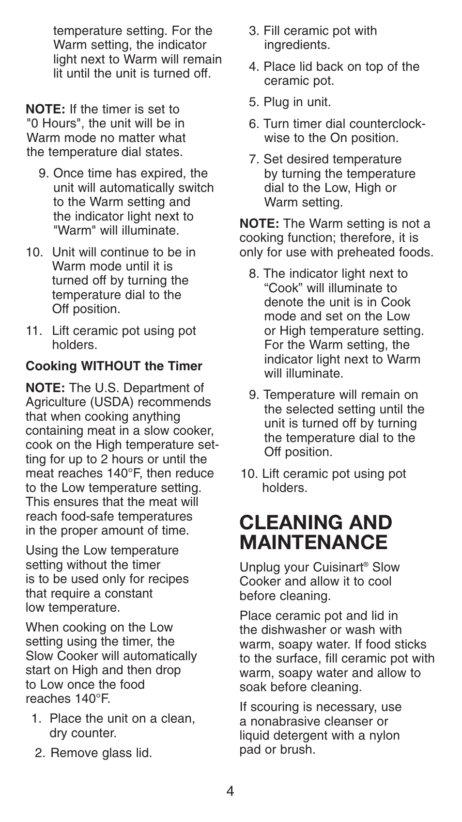 Cleaning and maintenance | Cuisinart CSC-650C User Manual | Page 5 / 9